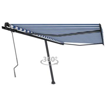 Freestanding Manual Retractable Awning 400x350 cm - Blue/White