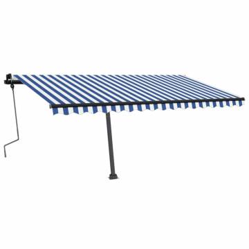 Freestanding Manual Retractable Awning 400x350 cm - Blue/White