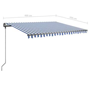 Freestanding Manual Retractable Awning 400x350 cm - Blue/White