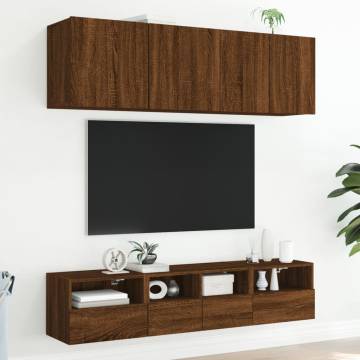 Brown Oak TV Wall Cabinet - Space Saving & Stylish Design