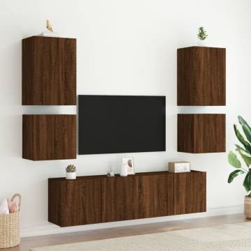 Brown Oak TV Wall Cabinet - Stylish & Space-Saving Design