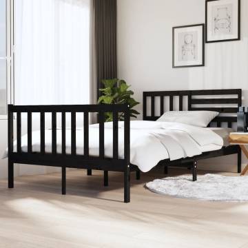 Black Solid Wood Bed Frame 140x190 cm | Hipo Market