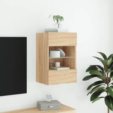 TV Wall Cabinet with LED Lights - Sonoma Oak | HipoMarket