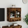 TV Wall Cabinet with LED Lights - Smoked Oak, 58.5x30x60.5 cm