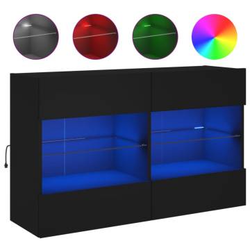 Modern Black TV Wall Cabinet with LED Lights - 98.5x30x60.5 cm