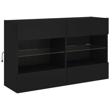 Modern Black TV Wall Cabinet with LED Lights - 98.5x30x60.5 cm