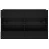 Modern Black TV Wall Cabinet with LED Lights - 98.5x30x60.5 cm