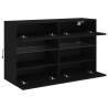 Modern Black TV Wall Cabinet with LED Lights - 98.5x30x60.5 cm