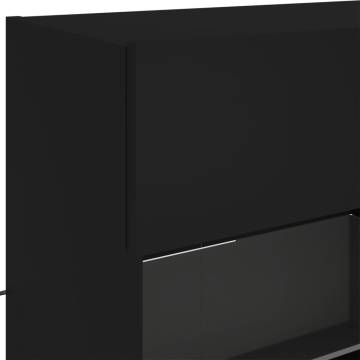 Modern Black TV Wall Cabinet with LED Lights - 98.5x30x60.5 cm