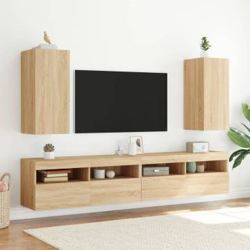 TV Wall Cabinet with LED Lights - Sonoma Oak | HipoMarket