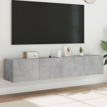 TV Wall Cabinets with LED Lights - 2 pcs Concrete Grey