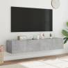 TV Wall Cabinets with LED Lights - 2 pcs Concrete Grey