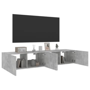 TV Wall Cabinets with LED Lights - 2 pcs Concrete Grey