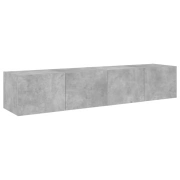 TV Wall Cabinets with LED Lights - 2 pcs Concrete Grey