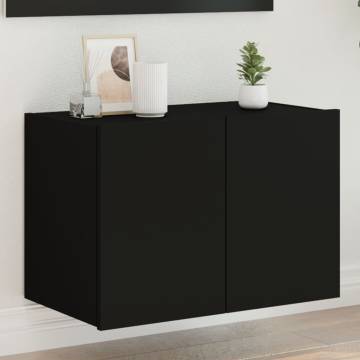 TV Wall Cabinet with LED Lights - Black, 60x35x41 cm