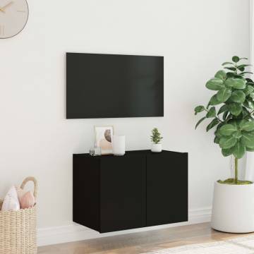 TV Wall Cabinet with LED Lights - Black, 60x35x41 cm