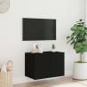 TV Wall Cabinet with LED Lights - Black, 60x35x41 cm