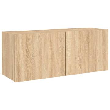 LED TV Wall Cabinet Sonoma Oak - Modern 100x35x41 cm