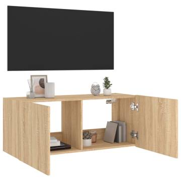 LED TV Wall Cabinet Sonoma Oak - Modern 100x35x41 cm