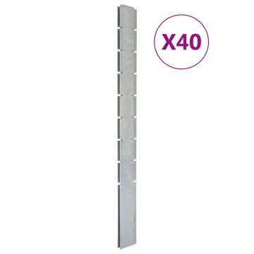 Garden Fence Posts 40 pcs Silver 220 cm Galvanised Steel