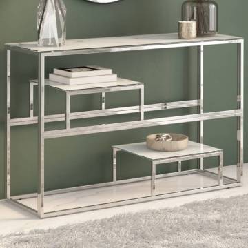 Elegant Silver Stainless Steel Console Table | Hipo Market