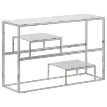 Elegant Silver Stainless Steel Console Table | Hipo Market