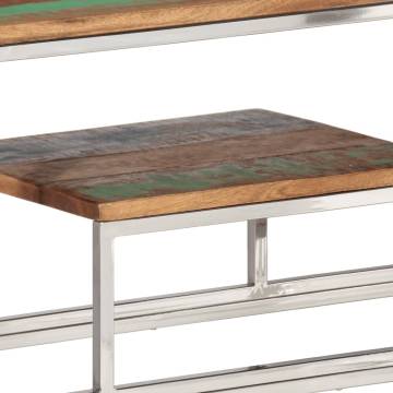 Stylish Silver Console Table - Stainless Steel & Reclaimed Wood