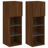 Brown Oak TV Cabinets with LED Lights - 2 pcs | HipoMarket