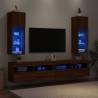 Brown Oak TV Cabinets with LED Lights - 2 pcs | HipoMarket