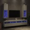 Stylish White TV Cabinets with LED Lights - 2 pcs