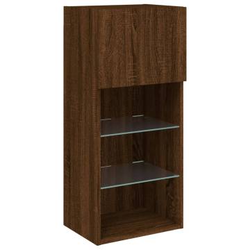 Stylish TV Cabinets with LED Lights - Brown Oak | HipoMarket