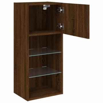 Stylish TV Cabinets with LED Lights - Brown Oak | HipoMarket