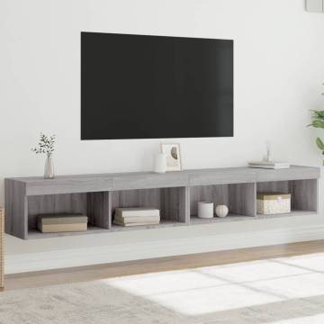 Stylish Grey Sonoma TV Cabinets with LED Lights - 2 pcs