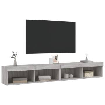 Stylish Grey Sonoma TV Cabinets with LED Lights - 2 pcs