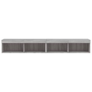 Stylish Grey Sonoma TV Cabinets with LED Lights - 2 pcs