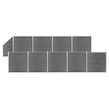 WPC Fence Set 9 Square + 1 Slanted - Durable Garden Barrier