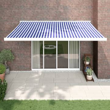 Blue & White Retractable Awning 4.5x3m | Durable Design