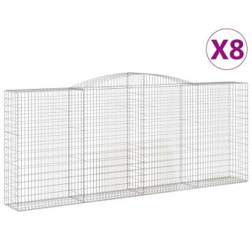 Arched Gabion Baskets - 8 pcs Galvanised Iron - 400x50x160/180 cm