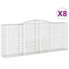 Arched Gabion Baskets - 8 pcs Galvanised Iron - 400x50x160/180 cm