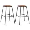 Stylish Black Bar Stools Set - 2 Pcs Solid Pinewood & Steel