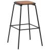 Stylish Black Bar Stools Set - 2 Pcs Solid Pinewood & Steel