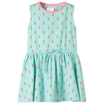 Kids' Dress with Drawstring Light Mint 104 - Hipo Market