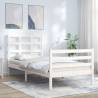 Bed Frame with Headboard White Small Single Solid Wood Colour white Size 75 x 190 cm 