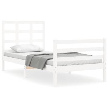 Stylish White Small Single Bed Frame with Headboard