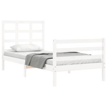 Stylish White Small Single Bed Frame with Headboard