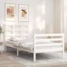 Stylish White Small Single Bed Frame with Headboard