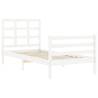 Stylish White Small Single Bed Frame with Headboard