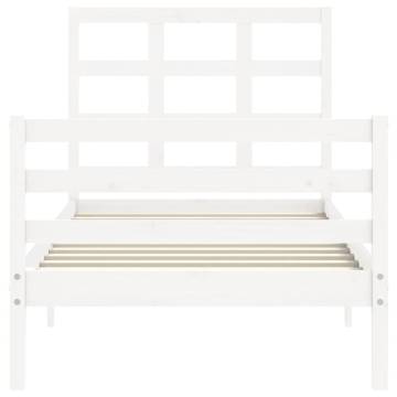 Stylish White Small Single Bed Frame with Headboard