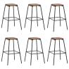 Bar Stools 6 pcs Black Solid Pinewood and Steel Colour brown Quantity in Package 6 