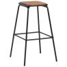 Bar Stools Set of 6 - Black Solid Pinewood & Steel